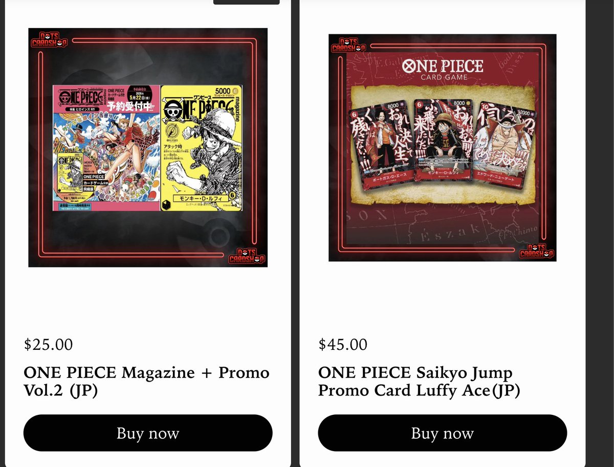PokemonRestockr's tweet photo. Any one piece fans up this late?!

ONE PIECE Magazine + Promo Vol.2 (JP) $25

ONE PIECE Saikyo Jump Promo Card Luffy Ace(JP) $45! 

https://t.co/VYnefADBfq

#onepiece #ad https://t.co/TjvHdAWrKX