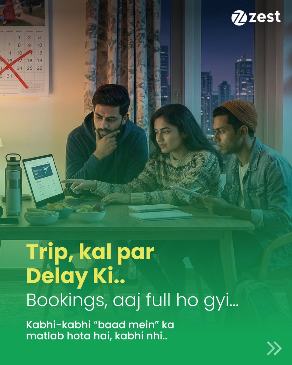 ZestMoney's tweet image. Life is not a drafts folder.

Some things are meant to be done, booked, worn, gifted, upgraded and enjoyed.
Not stared at. Not saved. Not “one day-ed”.

Download the ZestMoney app and make it happen: tinyurl.com/374xv45r

#ZestMoney #ZestKaro #PayLater #EasyEMI