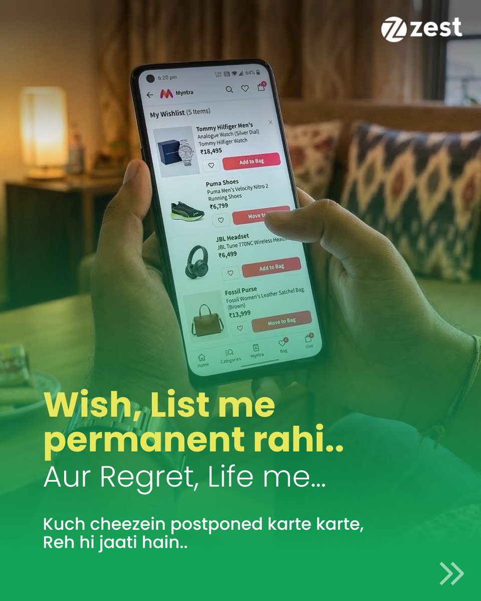 ZestMoney's tweet image. Life is not a drafts folder.

Some things are meant to be done, booked, worn, gifted, upgraded and enjoyed.
Not stared at. Not saved. Not “one day-ed”.

Download the ZestMoney app and make it happen: tinyurl.com/374xv45r

#ZestMoney #ZestKaro #PayLater #EasyEMI