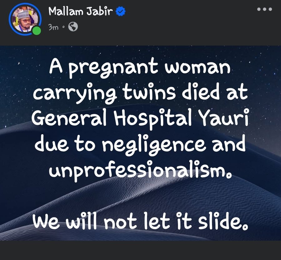 This is becoming normal in kebbi and many parts of the North.

Zero healthcare system in this country.