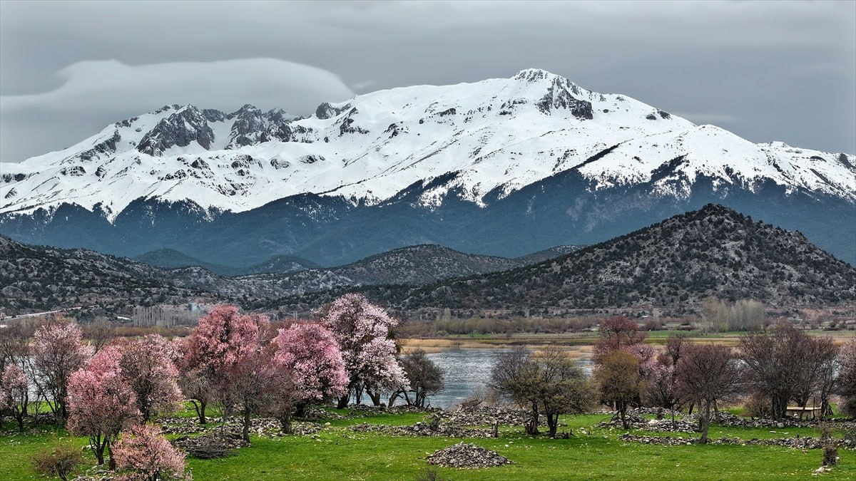 sabah's tweet photo. ❄️🌸Konya Beyşehir'de iki mevsimin güzelliği bir arada yaşanıyor. https://t.co/l5tWzWSSeO
