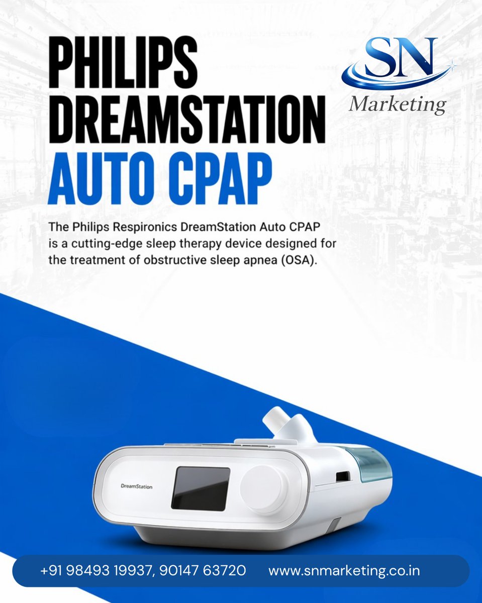 snmarketing_co's tweet image. Struggling with sleep apnea? 😴

Experience better sleep with Philips DreamStation Auto CPAP—smart, effective &amp;amp; comfortable therapy. 💙

#CPAP #SleepApnea #BetterSleep #HealthTech #SNMarketing #SleepTherapy
