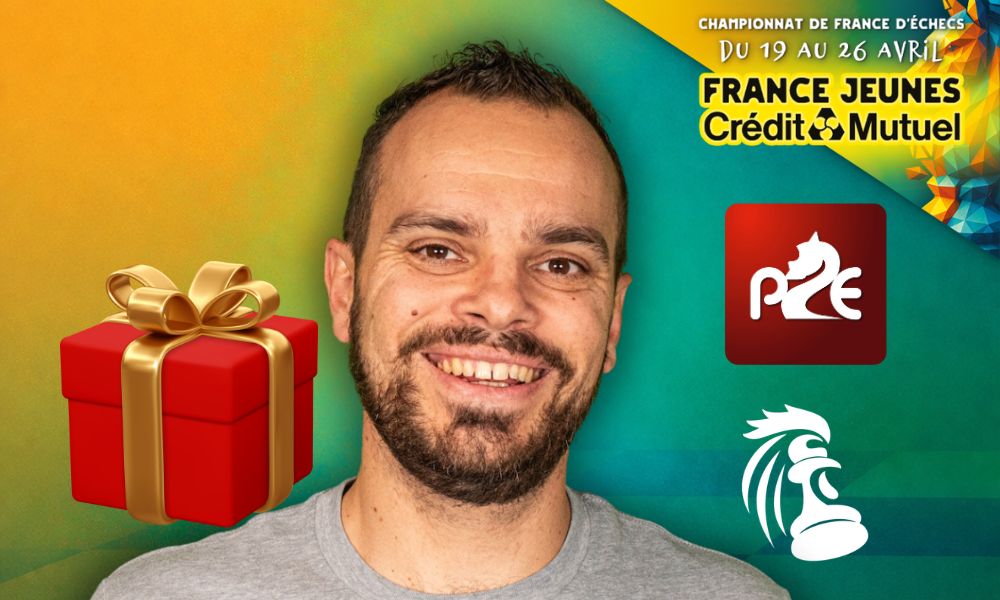 ChampFraEchecs's tweet photo. 🎁 @P2EKev commente en direct les parties du Championnat de France Jeunes à Albi, et organise chaque jour une loterie avec de nombreux lots à gagner, dont des packs de vidéos thématiques.
Participez à la loterie sur https://t.co/IfWM8hd1Er https://t.co/vq9skngCVY