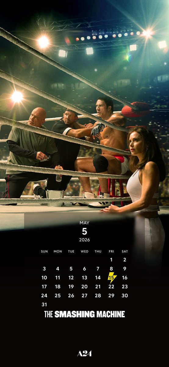 A24HPS's tweet image. #A24 #HPS　＃💪

★毎月24日はA24の日★
映画のワンシーンを切り取った
スマホ用壁紙カレンダー（5月）をご用意しました。
Type【A】は、
#スマッシング・マシーン

クリストファー・ノーラン　絶賛！！
“霊長類ヒト科最強”と呼ばれた男の、知られざる軌跡
再起に挑む男の熱い生き様に涙するー