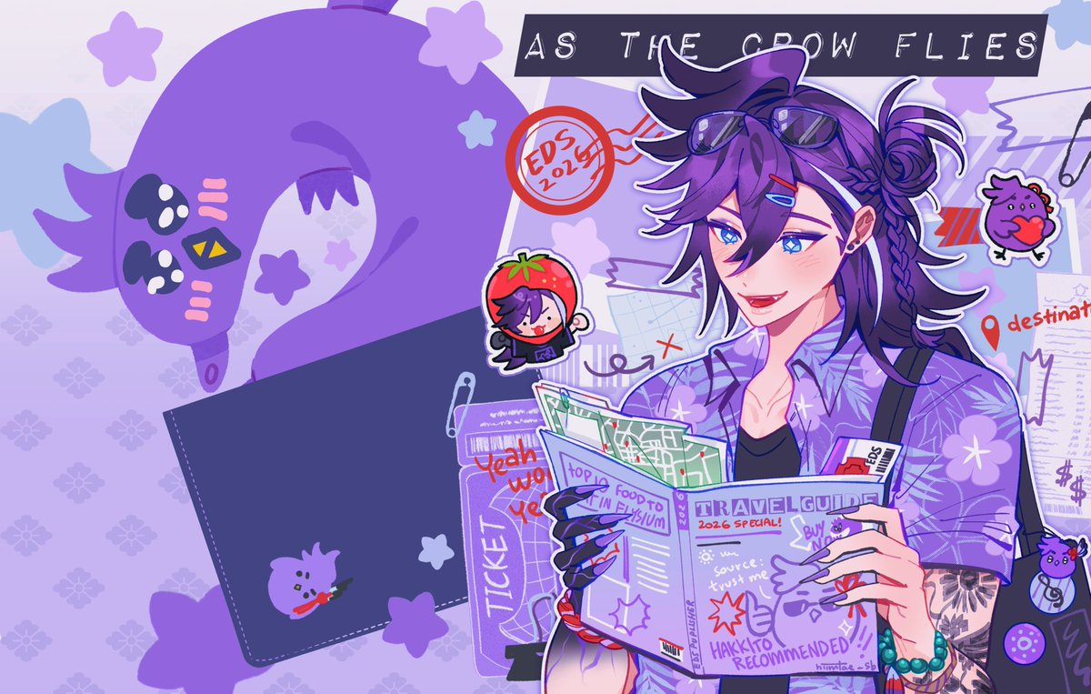 I was in charge of drawing &amp; design the cover for the travel guide for Hakka's birthday! Thank you so much for having me🫶Go check out the cool projects Hakkitos put together for birb's birthday💜🐦‍⬛🥳#PIHAKKASSO  #HakkaBIRBday2026