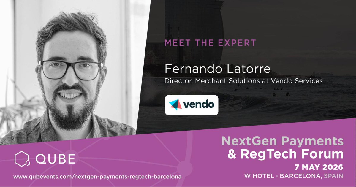 qubevents's tweet image. QUBE Events is proud to welcome Fernando Latorre Aisa, Director, Payments &amp;amp; Fraud at Vendo Services, as a speaker at the NextGen Payments &amp;amp; RegTech Forum - Barcelona, taking place on 7 May 2026 at the W Hotel.

Register: cstu.io/446016

#qubevents #Payments #OpenBanking