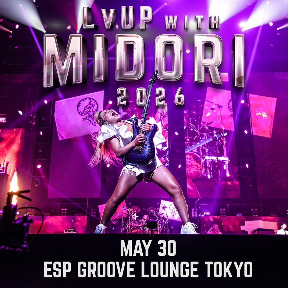 lovebites_jp's tweet image. 🐺🎸Midoriのイベント「LvUP with Midori 2026」ですが、チケットの入金流れが極々わずかに出たため急遽二次受付を行ないます❗️一次で落選された方、申し込みそこねた方はぜひ❗️

〆切は4/23(木)23:59まで❗️

🗓️2026年5月30日(土)
🎸LvUP with Midori 2026
📍東京・ESP GROOVE LOUNGE TOKYO
第一部: