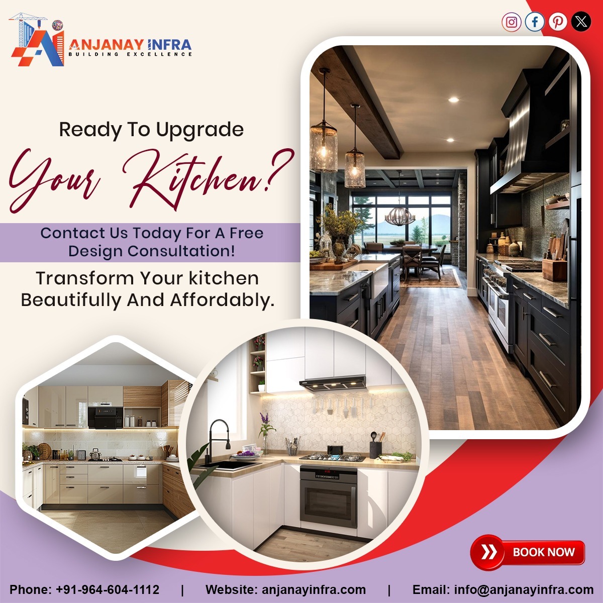 anjanayinfrapkl's tweet image. Give your kitchen a fresh, stylish makeover with smart designs and functional layouts that make everyday living easier and more beautiful.
Let’s create a kitchen that’s as stunning as it is practical. 
#KitchenRenovation #ModernKitchen #HomeUpgrade #InteriorDesign #KitchenDesign