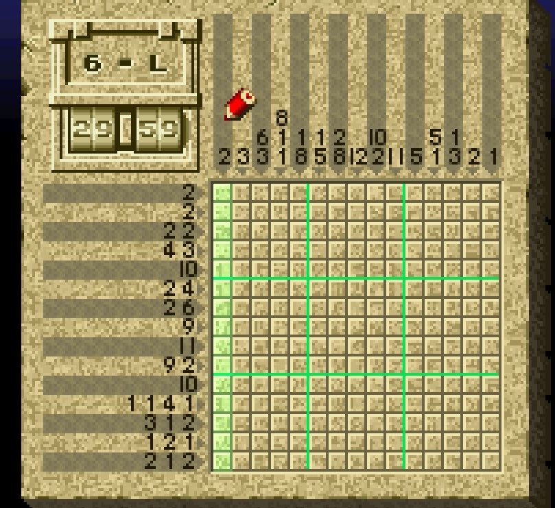 moonuhsp's tweet image. Today’s picross 72/300
Difficulty 7/10
Time 11:55
#snes #sfc #puzzle