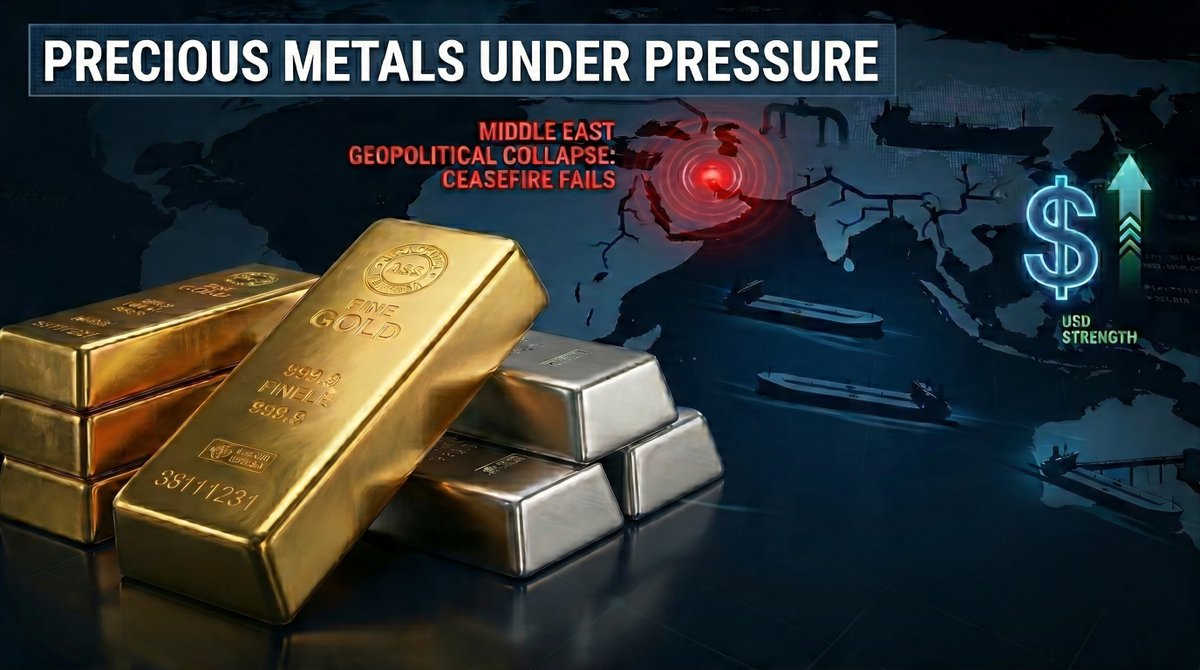 Gold and silver prices weakened at the start of the week as the U.S.-Iran ceasefire, which markets had welcomed, began to unravel. The extended conflict has disrupted energy supply significantly.

Link : insights.augmont.com/precious-metal…

#AugmontGold #Gold #Silver #PreciousMetals