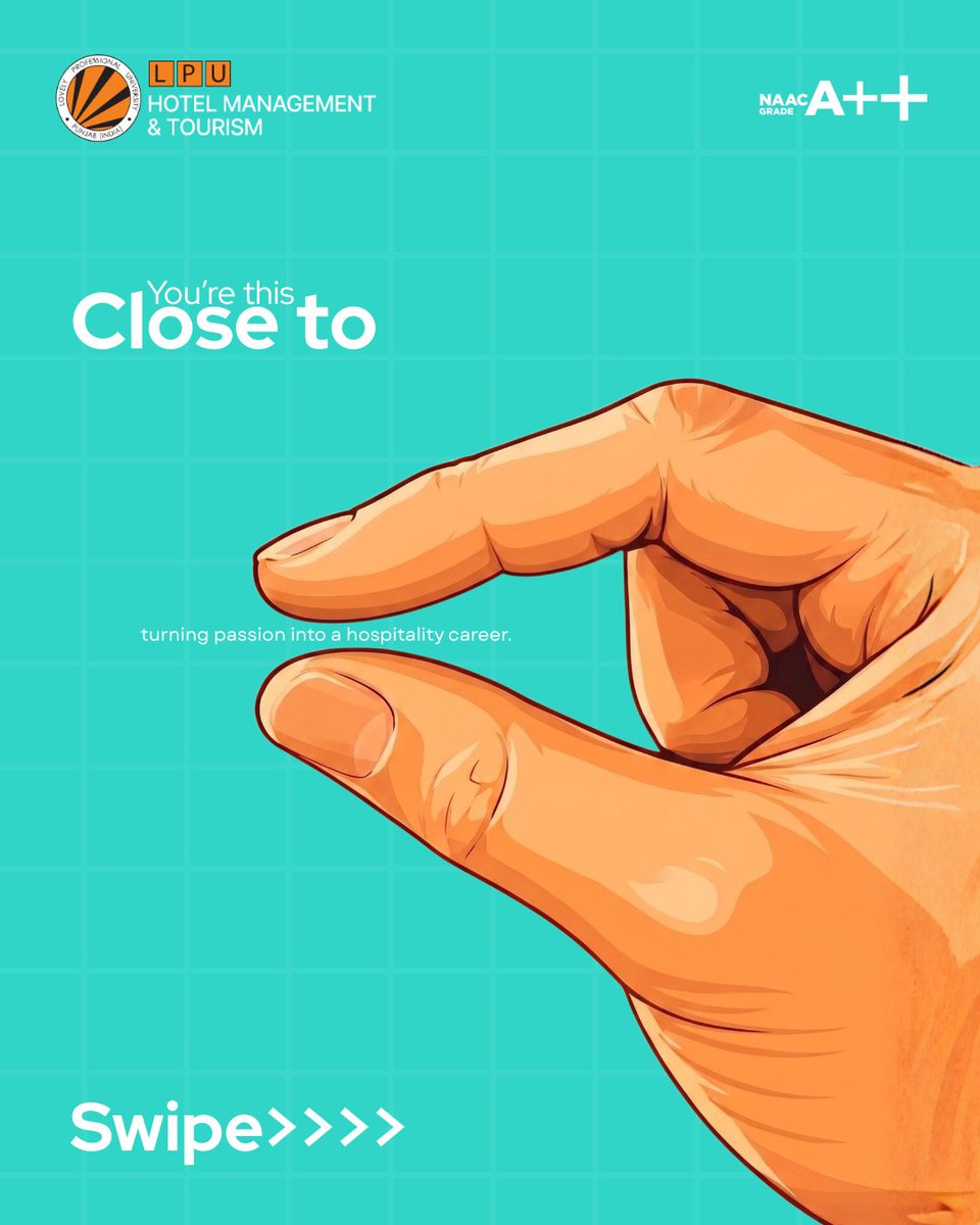 LPUHotelMgt's tweet photo. You’re this close to turning your passion into a successful career 👨‍🍳✨
Take the step. Your journey in hospitality begins here.
#LPU #HotelManagement #DreamCareer #HospitalityLife #FutureChef #CareerGoals #AdmissionsOpen #StudyWithPurpose #SuccessStartsHere #NAACAAPlusPlus https://t.co/vLHkvvQbu3