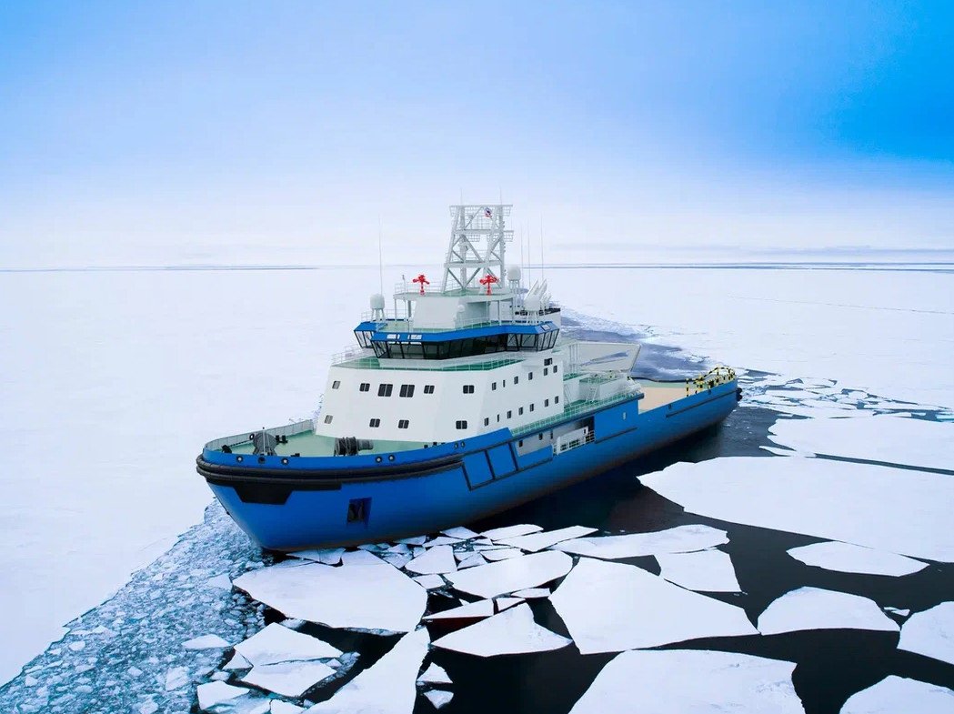 Railotech's tweet photo. Presumably the same type of propulsion units would be installed on the planned quad-azimuth port #icebreakers that are... *ahem* inspired by our #ARC124 design.

The 2019-built Ob has four 3,000-kilowatt ABB Azipod ICE 1400 type propulsion units.

We called them "kettlebells". https://t.co/nxmCXc8cJA