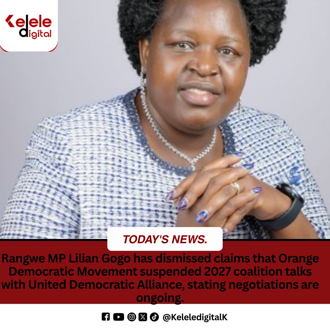 KeleledigitalK's tweet image. ODM–UDA coalition talks still on track, Rangwe MP Lilian Gogo says.
#ODM #UDA #KenyaPolitics #2027Elections #IEBC #KeleleDigitalk #KeleleStudios #KeleleUpdates