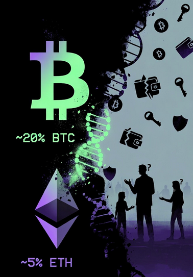 onbloodline's tweet photo. A quiet reality:

~20% of BTC
~5% of ETH

Not hacked. Not stolen.

Just… unrecoverable.

No visibility. No instructions. No recovery path.

Not exact numbers - but a clear signal.

That’s the gap Bloodline is closing.

#crypto #web3 #inheritance #bloodline https://t.co/3VFGwORCb8