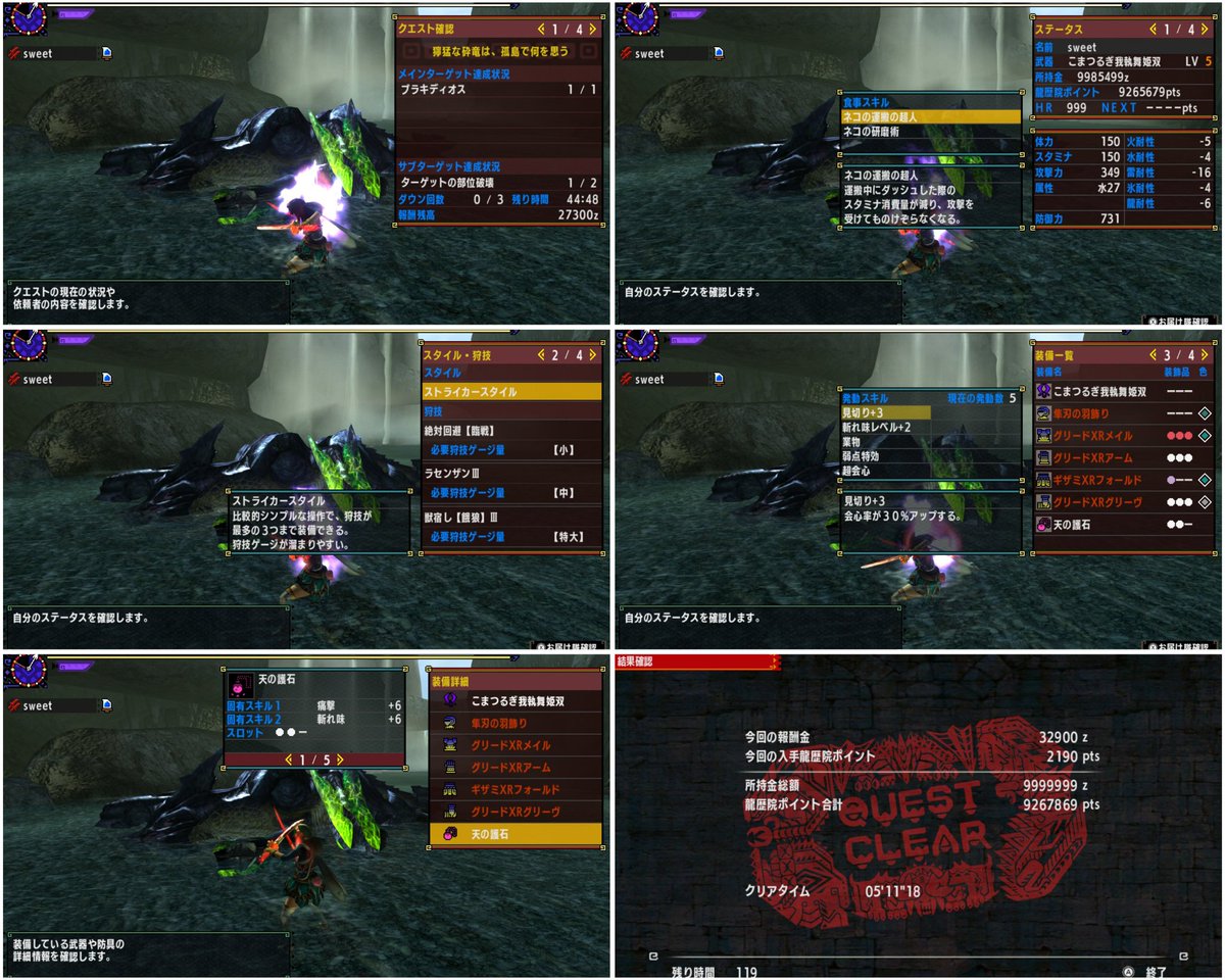 【MHXX】

G★4　獰猛化ブラキディオス

ストライカー双剣　05'11"18

タイム更新！！！
非怒り転倒を上手く取り現地討伐！