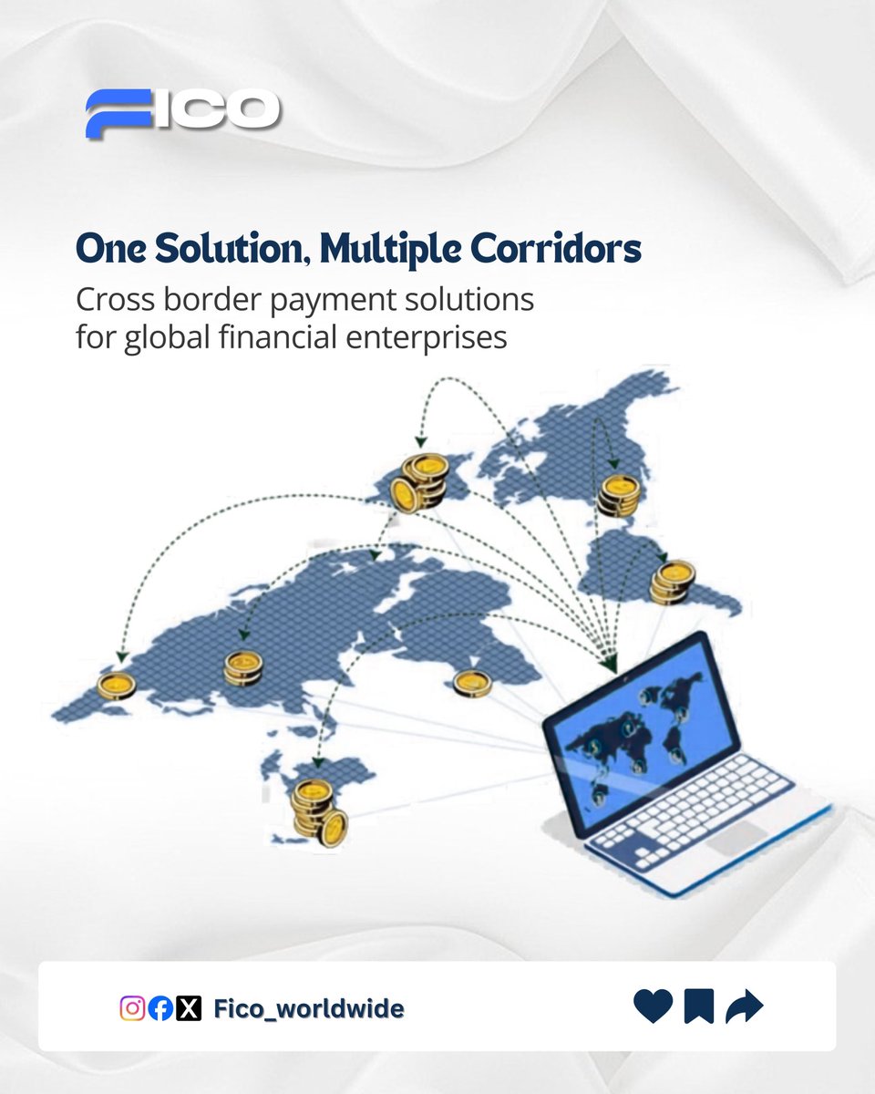 ficoworldwide's tweet image. One solution, multiple corridors. Fico powers cross-border payment solutions for global financial enterprises.

#GlobalFinance #CrossBorderPayments #FICO

CONTACT US: 
📞0906 200 0704
📱:@fico.ng
📱:@fico.ng
