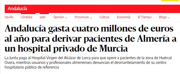 ☑️Y así, electores/as andaluces/as, es como me cargo la sanidad pública, privatizo y tiro el dinero de todos/as.