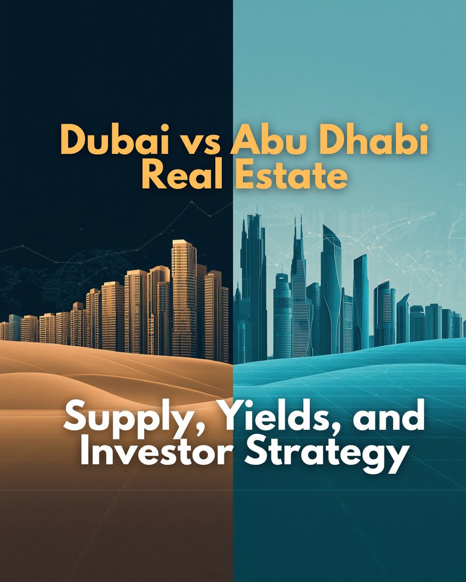 TheGCCEdge's tweet image. UAE real estate is splitting in two.

#AbuDhabi = low supply, stable pricing
#Dubai = high supply, buyer leverage

2026 is not about demand. It is about supply.

#UAERealEstate #DubaiVsAbuDhabi #InvestmentInsights #PropertyMarket