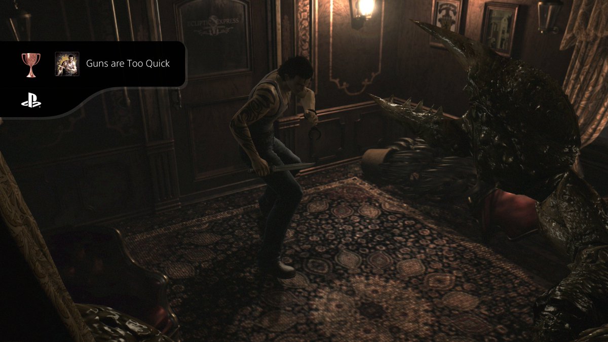 PwincessLuz's tweet image. Change into a costume.

Defeat Stinger.

Defeat an enemy with a knife.

Complete the train.
#PS5, #PlayStationTrophy,#ResidentEvil0