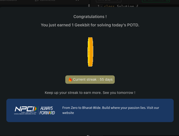 ayushi__ofc's tweet photo. 🔀 Day 55/60 – #geekstreak60

Solved Count Derangements on @geeksforgeeks
✔ Used recurrence relation with DP optimization
✔ Counted permutations with no element in original position
Powered by @NPCI_NPCI
#npci #GeeksforGeeks #POTD #DSA #Java #CodingJourney #WomenInTech https://t.co/5rFSFlrMxh