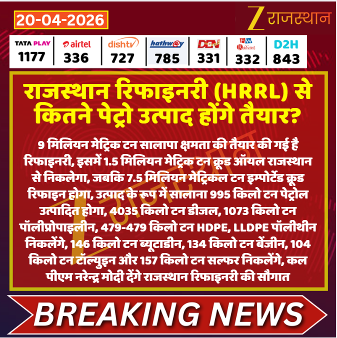zeerajasthan_'s tweet image. #Jaipur: राजस्थान रिफाइनरी (HRRL) से कितने पेट्रो उत्पाद होंगे तैयार?

@kashiram_journo #LatestNews #RajasthanNews #RajasthanWithZee