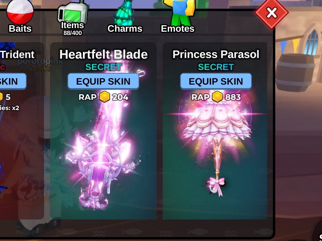 POROROPlNK's tweet photo. wts skin fish it
princess parasol + heartfelt blade only 60k (take all!) https://t.co/Php1Ni3hNf