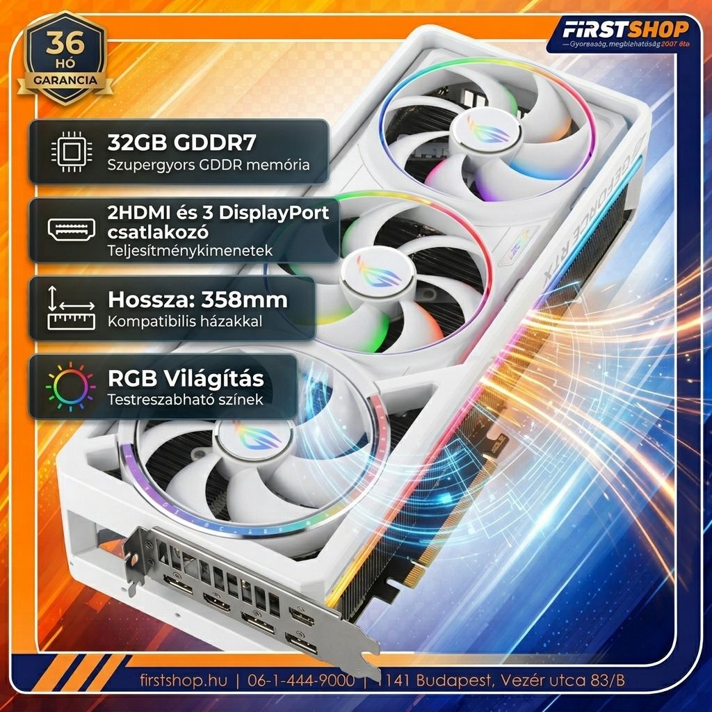 firstcomputer's tweet image. „Nem kell a legerősebb VGA…” 😄

🤍 ASUS ROG Astral RTX 5090 OC
32GB GDDR7, brutális teljesítmény, full white build

4K? Ray tracing? Nem akad meg.

👉 FirstShop
#RTX5090 #ROG #GamingPC