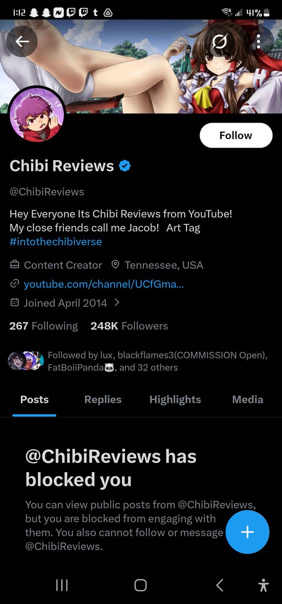 basuraboyeart's tweet photo. Ain't no way this fucking guy just blocked me after saying the truth he's really trying to milk this shit... @chibireviews doing his usually cuck bullshit move along folks https://t.co/6b09WrqClW