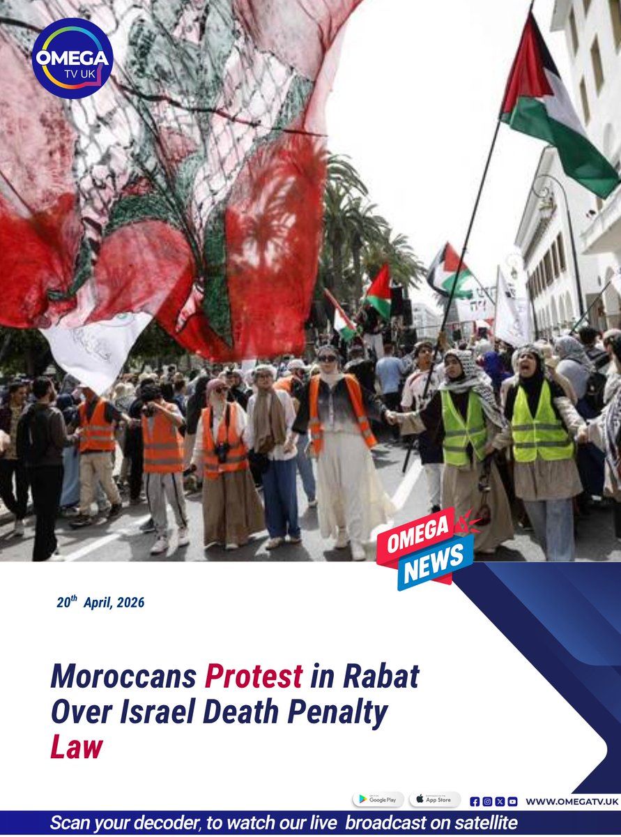 OmegaTVUK's tweet image. Thousands protest in Rabat against Israeli law allowing death penalty for Palestinians

#Morocco #Rabat #Palestine #Israel #News