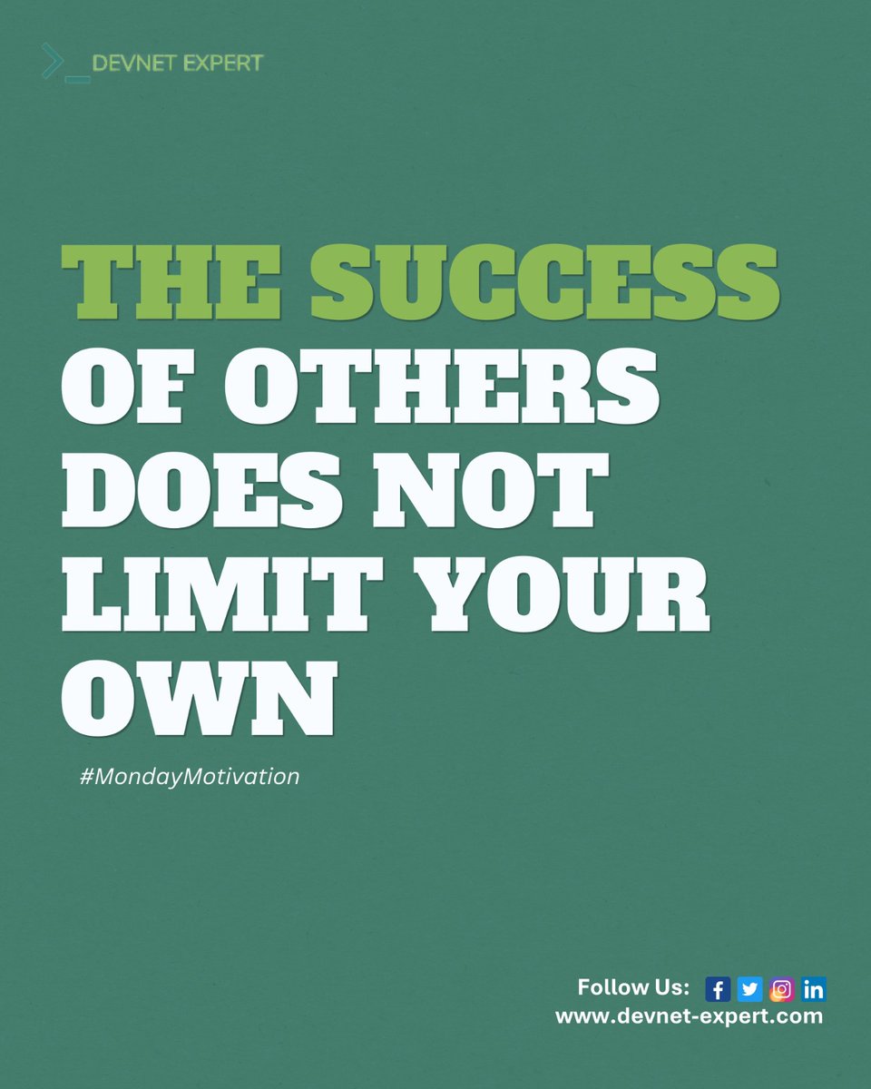 devnetexpert1's tweet photo. Success isn’t a limited resource—someone else’s achievements don’t reduce your potential. This message is about breaking the mindset of comparison and focusing on your own growth journey.
#MondayMotivation #SuccessMindset #DevNetExpert #CCNPDevNet #NetworkAutomation #TechCareers https://t.co/bumtMJGt7Y