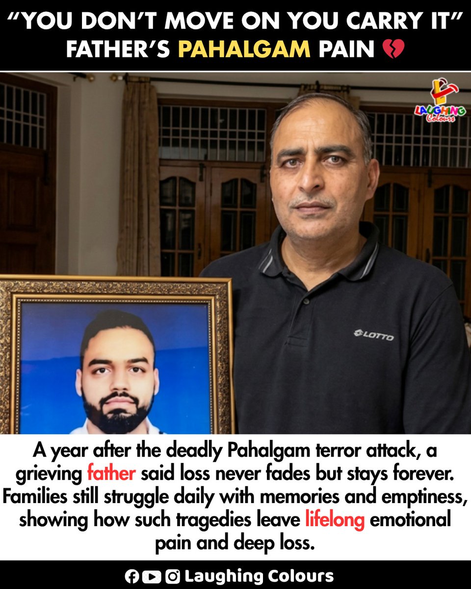 LaughingColours's tweet image. Father carries lifelong grief 💔

#Pahalgam #TerrorAttack #Grief #HumanStories