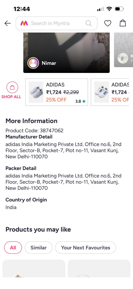 Daman268599's tweet photo. @myntra @MyntraSupport seller shown adidas but sent by a different seller , the invoice is coming from another firm , area guys selling cheap copies of the brand https://t.co/OEG1PT3bJ2