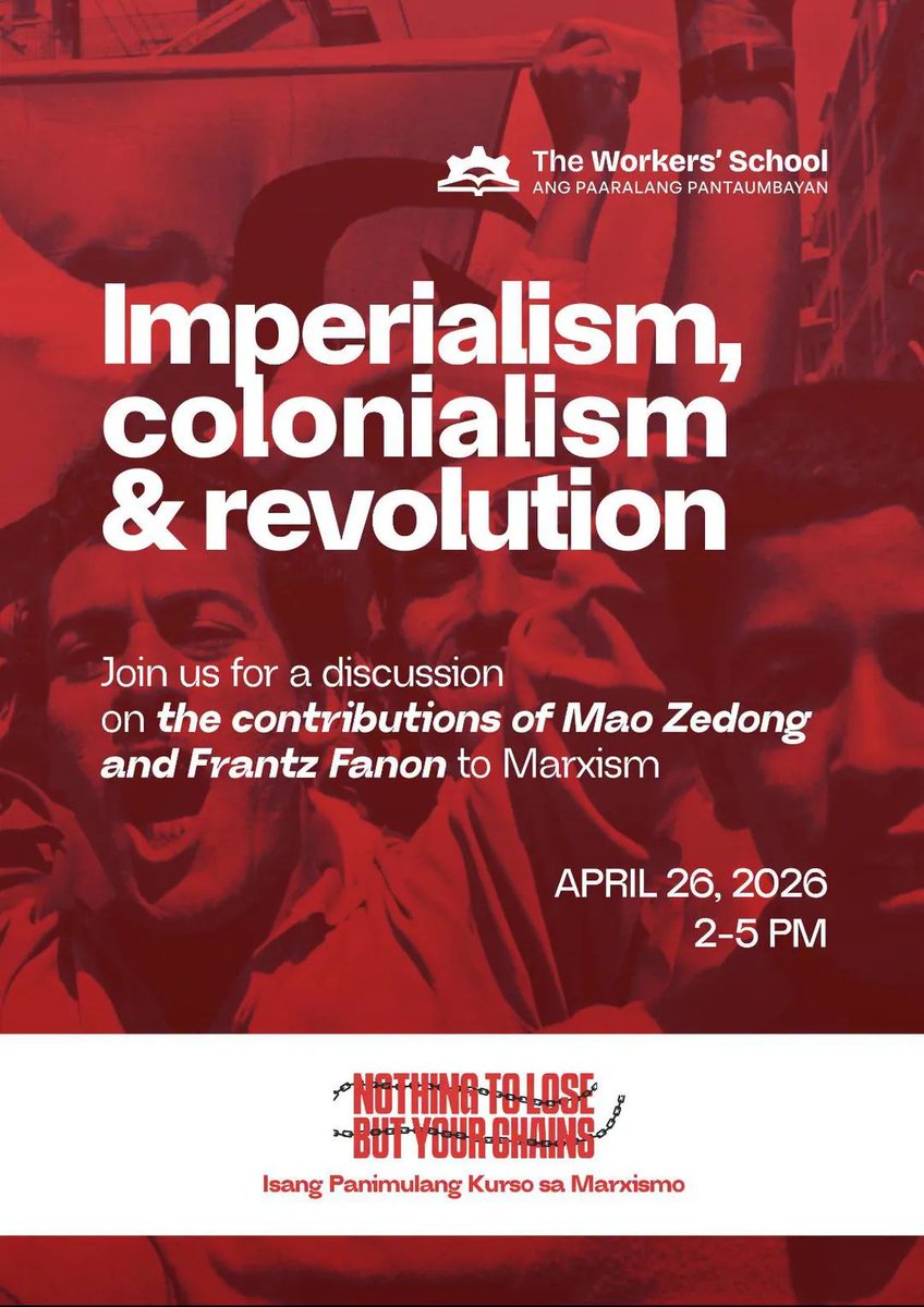 WorkersSchoolPH's tweet photo. Paano isusulong ang rebolusyonaryong pagbabago sa kolonyal/mala-kolonyal na lipunan?

Sa Session 10 ng Intro to Marxism: imperyalismo, dominasyon, at sosyalistang pakikibaka sa Asya/Africa. Sino ang kaalyado? Papel ng manggagawa? Limitasyon ng klasikong Marxismo? 

1/2 https://t.co/d4Yebqfh98