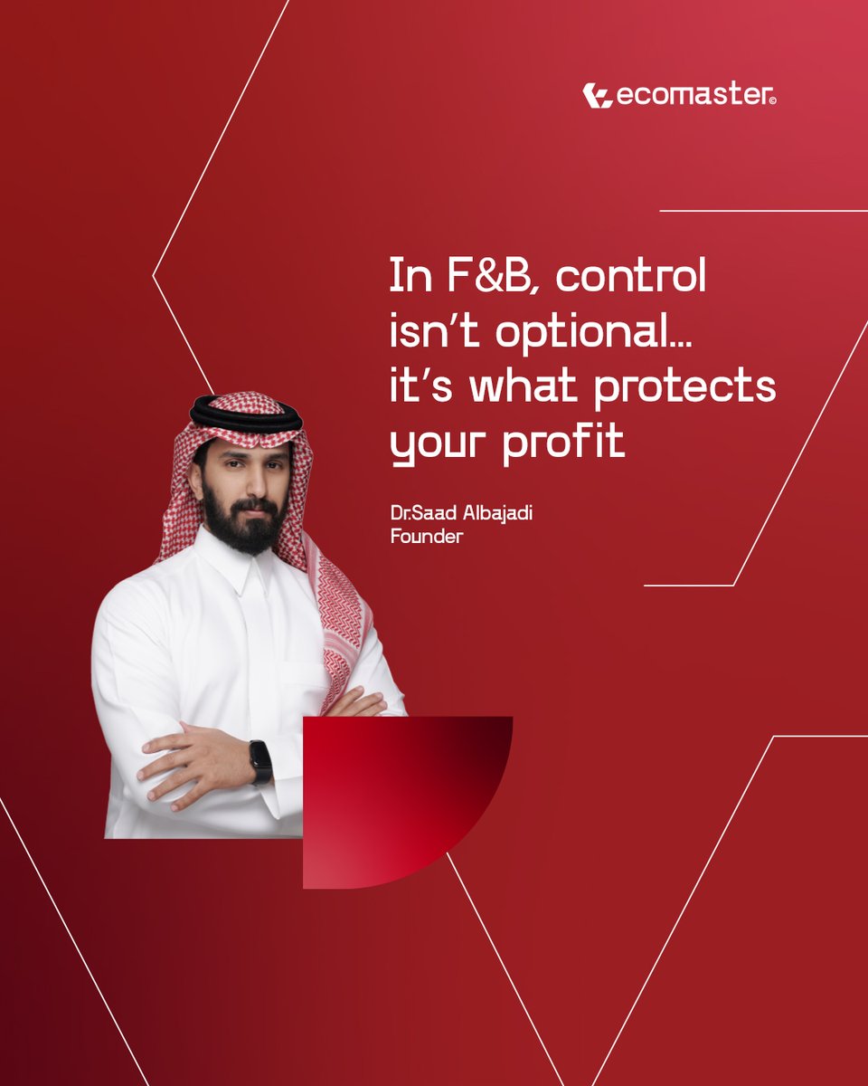 Ecomastersa's tweet photo. Control isn’t a luxury in F&amp;B, it’s your competitive edge.

With Ecomaster track smarter, reduce waste, and protect every riyal of your profit. https://t.co/AboUVNISFH