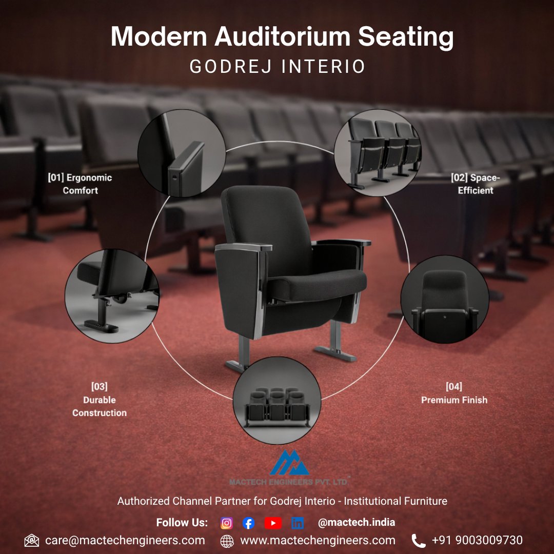 MactechIndia's tweet photo. Elevate every audience experience

Godrej Interio Auditorium Seating

✔️ Ergonomic comfort
✔️ Space-efficient design

🎯 Perfect for auditoriums &amp; lecture halls

📞 900 300 9730

🛒 https://t.co/3ADvcXN0e1

#auditoriumseating #godrejinterio #mactechengineers https://t.co/aXFt030h2o