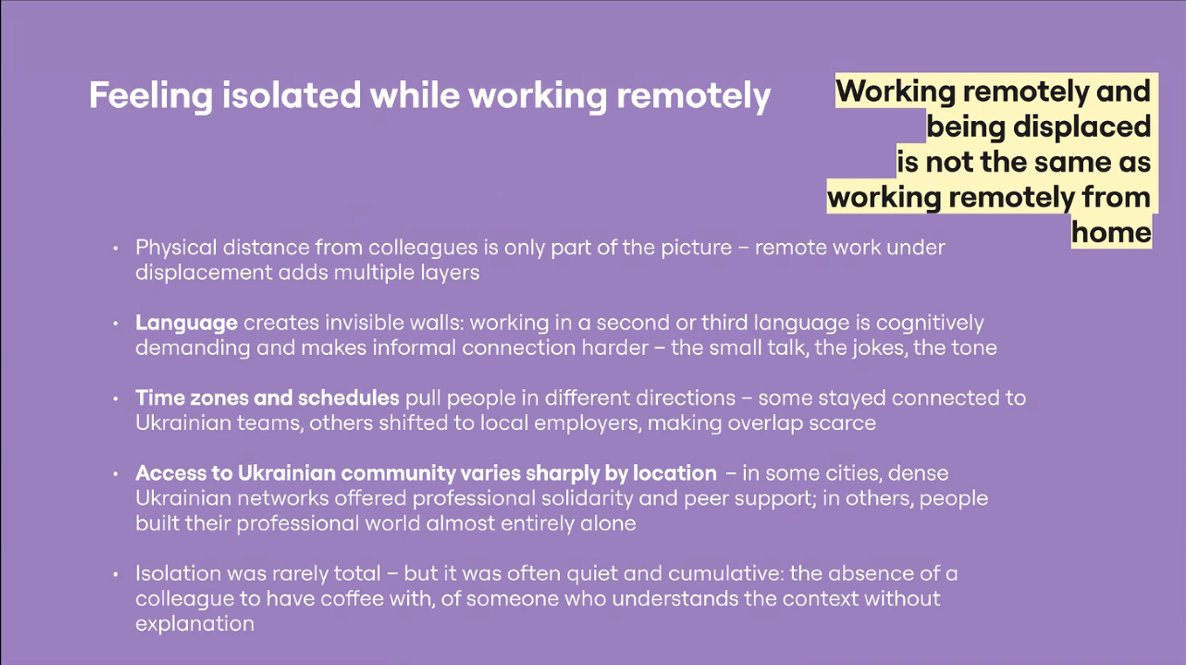 remaking_eu's tweet image. ➡️ Remote Work in Turbulent Times: What Actually Helps?

💻A webinar by @vsecz , Visionary Analytics &amp;amp; Ukreate Hub, explored remote work under displacement 

💡Key themes: isolation, adaptation, and redefining professional growth

#HorizonEU