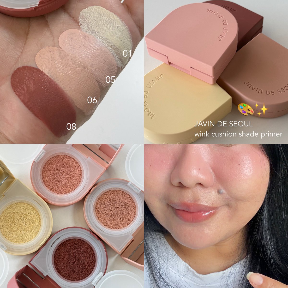 นอกจากสีเบอร์ 07 ของ JAVIN DE SEOUL-wink cushion shade primer ที่ค่ดแมสแล้ว ไม่อยากให้พลาด 4 เบอร์นี้ แก้มนัวววววมาก เราใช้สี 06+08 ฟินิชลุค Summer สุดๆเลย บ่มแดดแบบน่ารักก ชอบลุคนี้จังเลยย ☺️🫶🏻