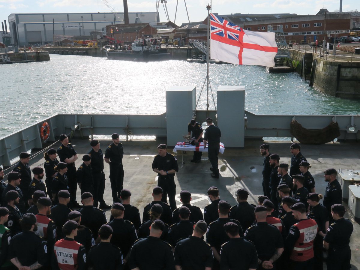 hms_tyne's tweet photo. Great to welcome our Surface Flotilla Commander onboard to present awards and speak with Team TYNE. Proud to  receive The Jersey Cup and Fleet Efficiency Pennant for our operations in 2025. As ever, a huge thank you to our families and friends for their continued support.🏆💪🇯🇪 https://t.co/OUGdGS3wll
