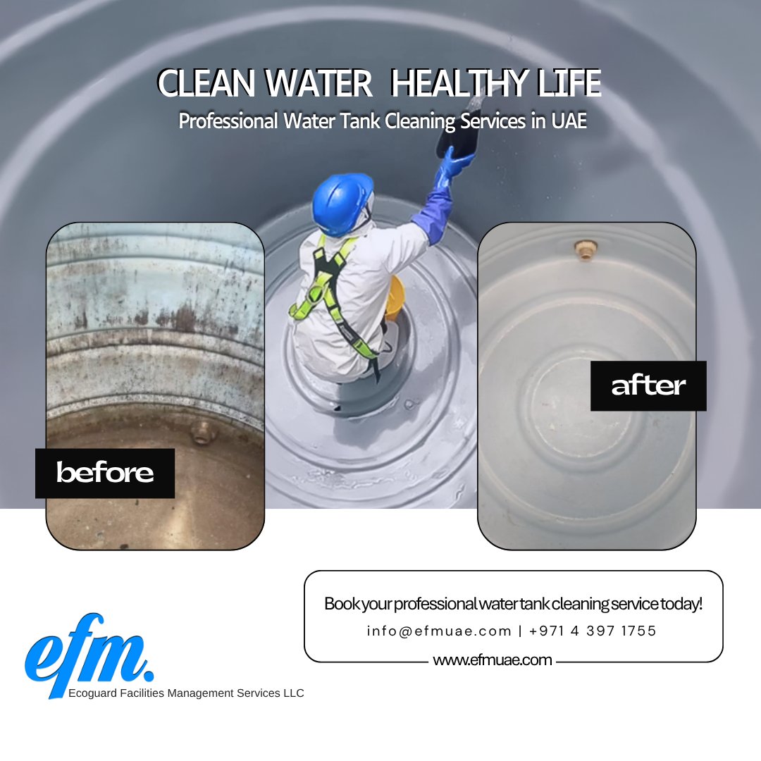 ECOGUARD2025's tweet photo. Look at this before &amp; after! 😱 A dirty water tank is a hidden health hazard breeding bacteria. Ensure your water is 100% pure with efm Ecoguard's professional tank cleaning in the UAE. 💧✨

Protect your family and book today! 👇
📞 +971 4 397 1755
🌐 https://t.co/tVWzezRNFX https://t.co/NciAxZiJ9y