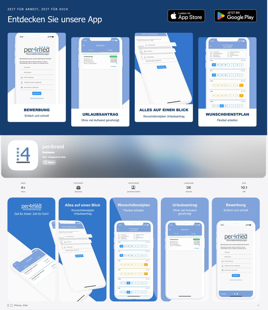 per4med's tweet photo. Mit der per4med-App verzichten sie auf Papier und gestalten Ihren Alltag digital, effizient und umweltbewusst. Dokumente und Informationen sind jederzeit bequem auf dem Smartphone oder Tablet verfügbar. So haben sie alles Wichtige immer griffbereit 👍#per4med #per4medteam 🙌👌 https://t.co/ZeE6p50PmX