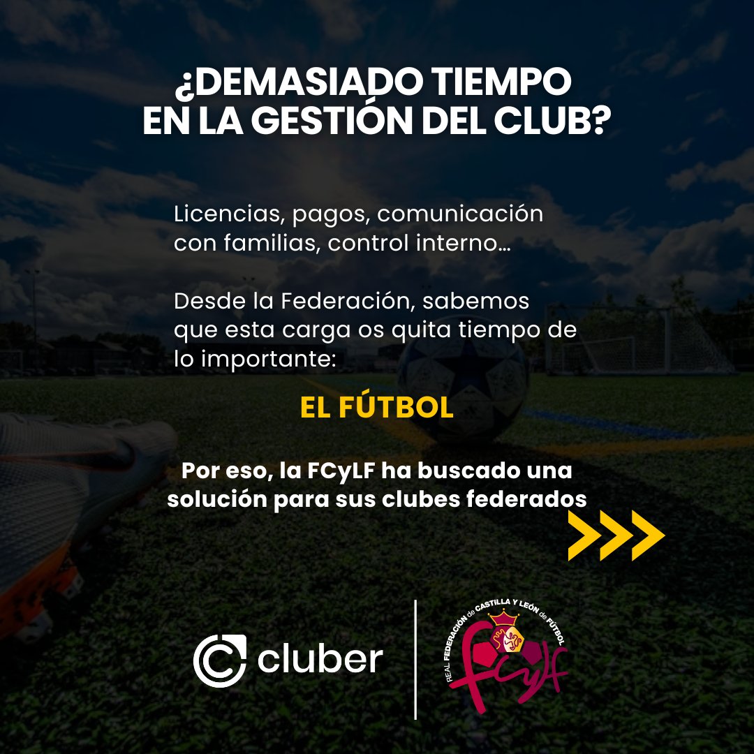 FCyLF's tweet photo. 𝐏𝐚𝐫𝐭𝐧𝐞𝐫 𝐝𝐢𝐠𝐢𝐭𝐚𝐥 @Cluber_App 🤝 @FCyLF 
Simplifica tu día a día como club 🏟️

Mejora la gestión interna y ahorra tiempo 
▶️ Sencillo
▶️ Adaptado a la realidad de los clubes 
▶️ Pensado para facilitar la gestión integral

➕ 850 clubes de fútbol ya utilizan la plataforma con una experiencia muy positiva

Solicita ℹ️ https://t.co/hhI7xfWwTa