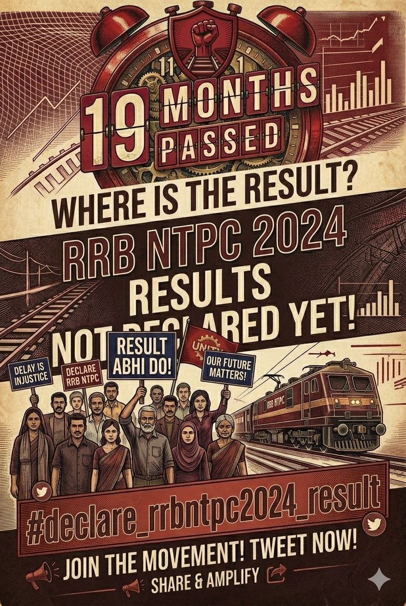 khan__sir_patna's tweet photo. RRB NTPC 2024 Result Delay – Students Campaign
NTPC 2024 का Final Result अभी तक जारी नहीं हुआ है, जबकि सभी stages complete हो चुके हैं।
😔 हजारों अभ्यर्थी लगातार इंतजार कर रहे हैं
#declare_rrbntpc2024_result
@RailMinIndia 
@AshwiniVaishnaw 
@rrbmalda 
@Rrbmumbai https://t.co/ayIblwLrdT