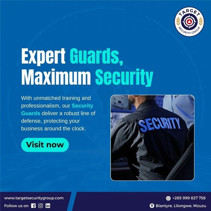 tsgmal_'s tweet image. Our professional security guards are always ready to protect your business with skill, care, and full attention 👮‍♂️🏢

#SecurityServices #BusinessSafety 

Visit: targetsecuritygroup.com
WhatsApp: +265 999 827 758