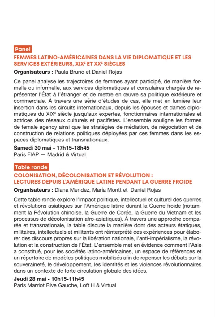 rojas_dan's tweet photo. 📢 #LASA2026 fête ses 60 ans à Paris (26–30 mai) !
3 panels ILCEA4 sur diplomatie latino-américaine, femmes dans les services extérieurs et circulations révolutionnaires pendant la Guerre froide.
Venez échanger ! 🌎
https://t.co/Xiglenf80X https://t.co/tRf2D5D9BP