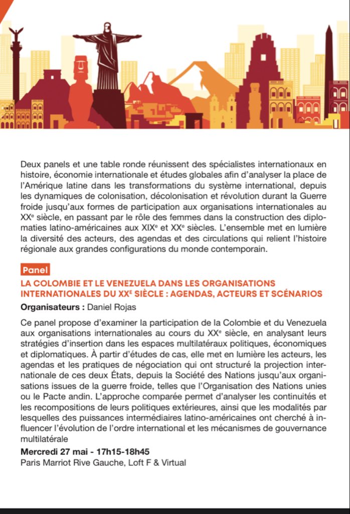 rojas_dan's tweet photo. 📢 #LASA2026 fête ses 60 ans à Paris (26–30 mai) !
3 panels ILCEA4 sur diplomatie latino-américaine, femmes dans les services extérieurs et circulations révolutionnaires pendant la Guerre froide.
Venez échanger ! 🌎
https://t.co/Xiglenf80X https://t.co/tRf2D5D9BP