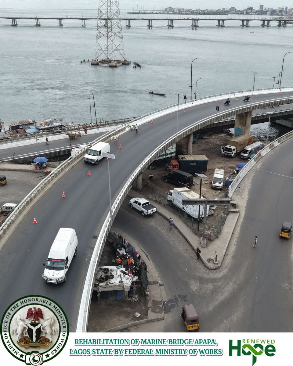 RuthOyiza1's tweet image. Marine Bridge in Apapa, Lagos has transformed from a major bottleneck to a smooth, safer route, restoring ease of movement and supporting business.
A clear sign of ongoing infrastructure renewal across Nigeria. 🇳🇬
Renewed Hope of PBAT
#Progress #Transformation #Infrastructure