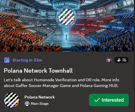 badboystua's tweet photo. 🚀 @polana_network Townhall is coming!

🕒 Today, 08:00 UTC

🎤 Main Stage 👉 Discord

Join the discussion on:

🔐 Humanode Verification &amp; OR role

⚽ Gaffer Soccer Manager updates

🎮 Polana Gaming HUB

Don’t miss it - connect, learn, and build with the community. 🔥 https://t.co/QAV0ERfPMj
