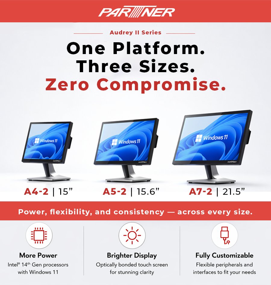 PartnerTechME_1's tweet photo. One Platform. Three Sizes. Endless Possibilities.
Meet the Audrey A5 II POS Terminal -built for modern businesses that need power, flexibility, and style.

Download Company &amp; Brand Profiles: https://t.co/FXb4LqvnJ1

#POS #SmartOperations #DigitalTransformation #PartnerTech https://t.co/wlOHGhXB8u