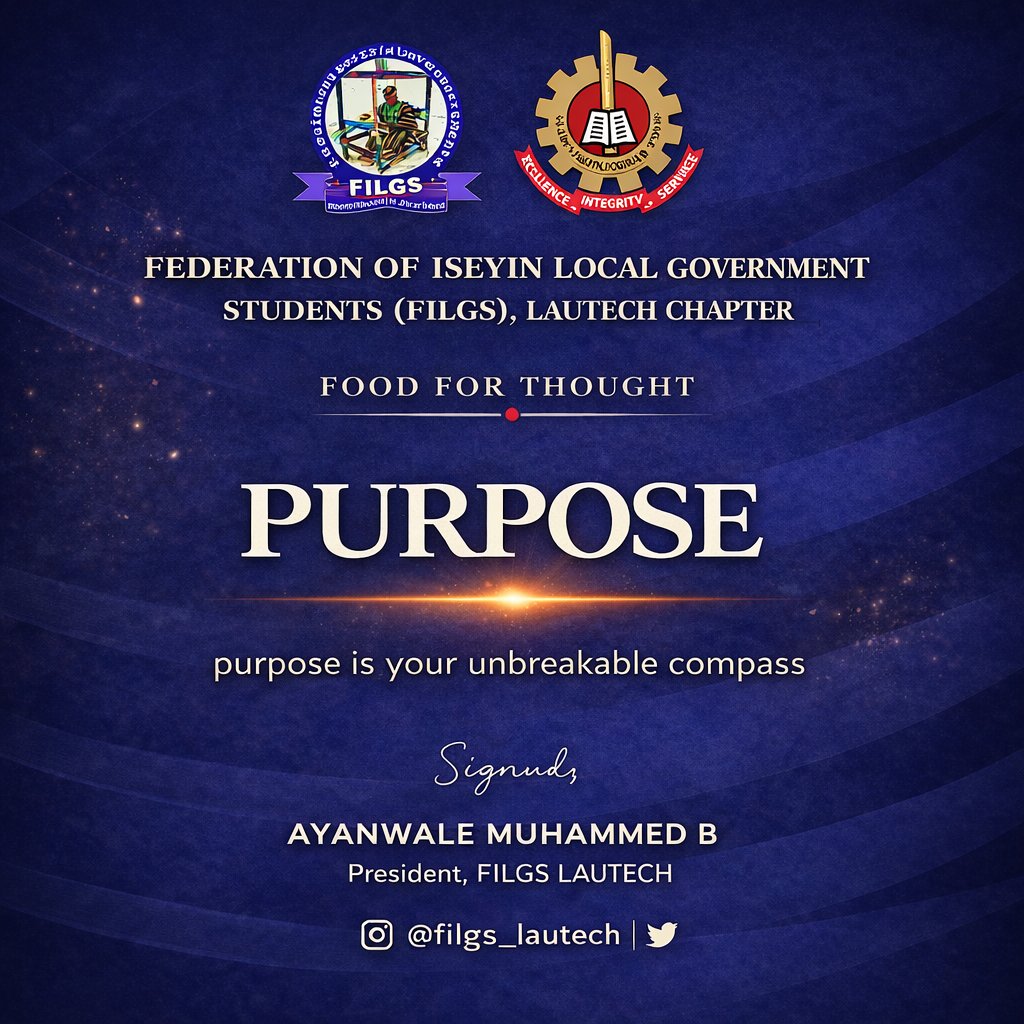 filgs_lautech's tweet photo. 🔥 Good morning, FILGSite. Happy New Week.

PURPOSE: Your compass or chaos?

Driftwood gets wrecked. Definers DOMINATE.

Lock yours. 
Burn it in. 
Act NOW.
No purpose = no power. 
Be the ruler. 💥 

#FILGS #PurposeDriven #StudentLife #LAUTECH https://t.co/Yjig7JDLOe