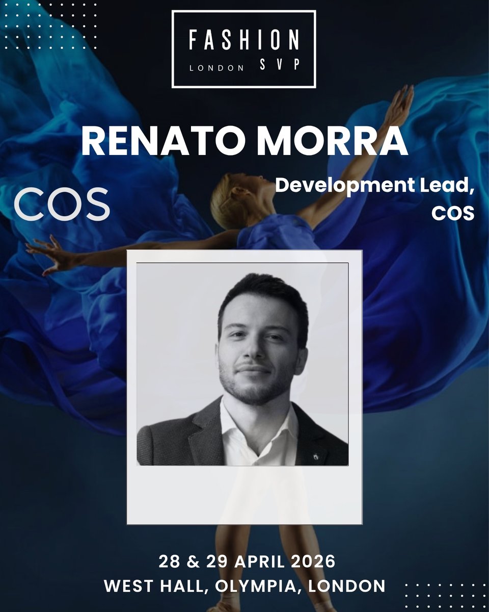 FashionSVP's tweet photo. Discover how technology and data can drive smarter decisions with Renato Morra, Development Lead at COS.
Reserve your free seat for his session and explore FASHION SVP 2026, 28 &amp; 29 April, West Hall, Olympia London. 
Register: https://t.co/eTHbSBeKBc https://t.co/WrISfrEaBm